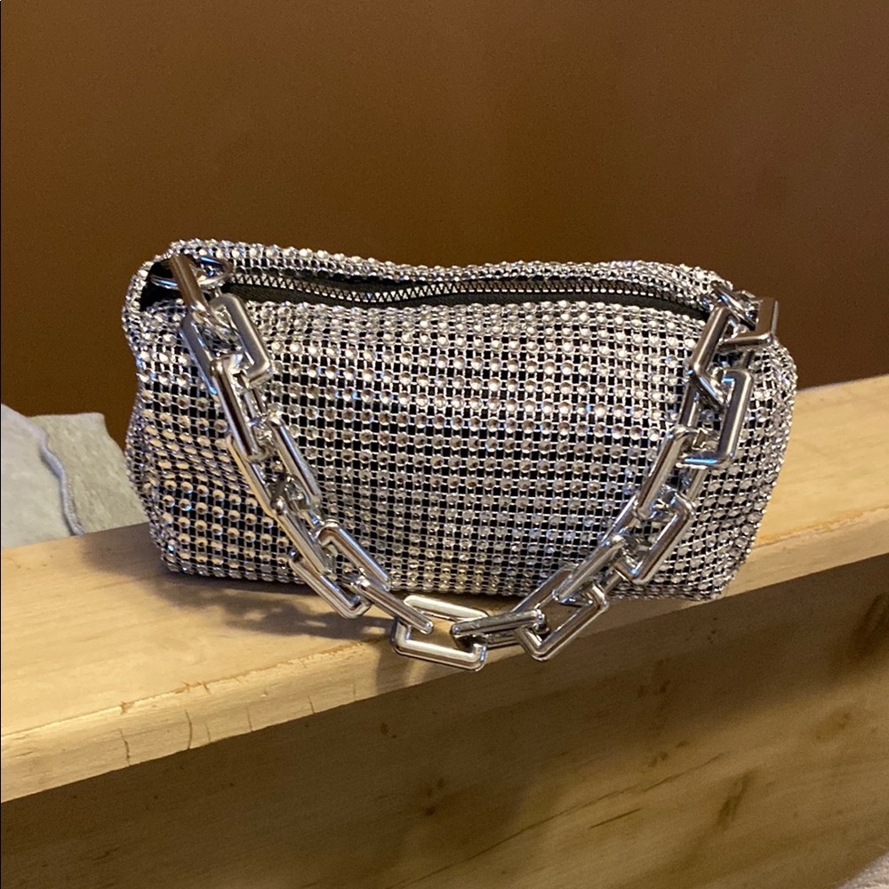 Silver Chain-Embellished Women's Bag